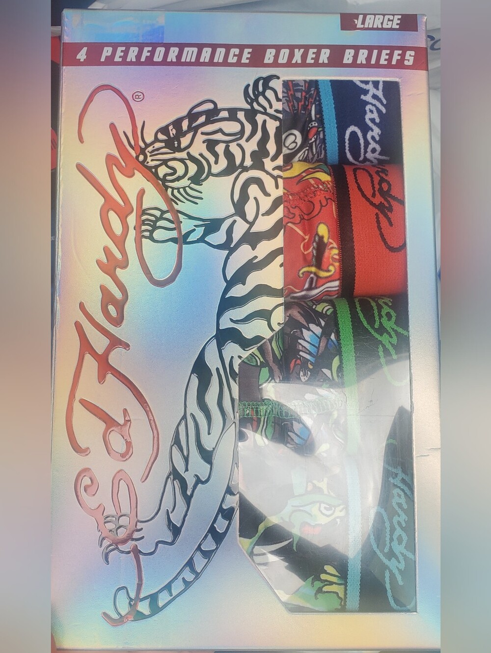 NIB Ed Hardy 4 Pack Multidesign Boxer Briefs Set